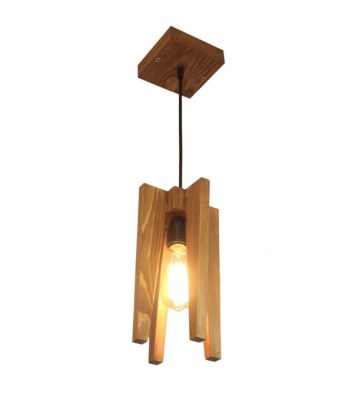 Light Beige Wooden Single Hanging Lamp