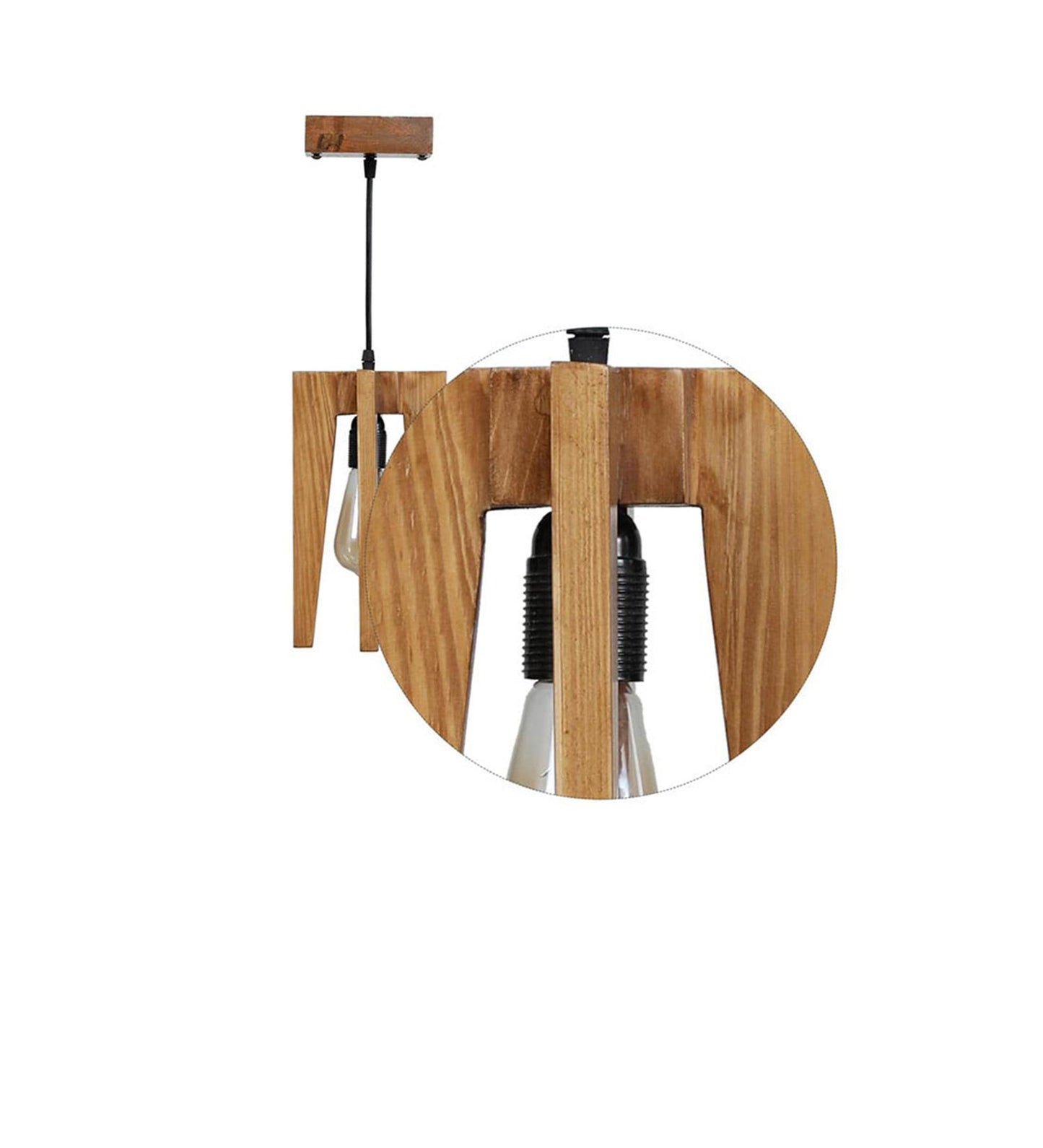 Light Beige Wooden Single Hanging Lamp