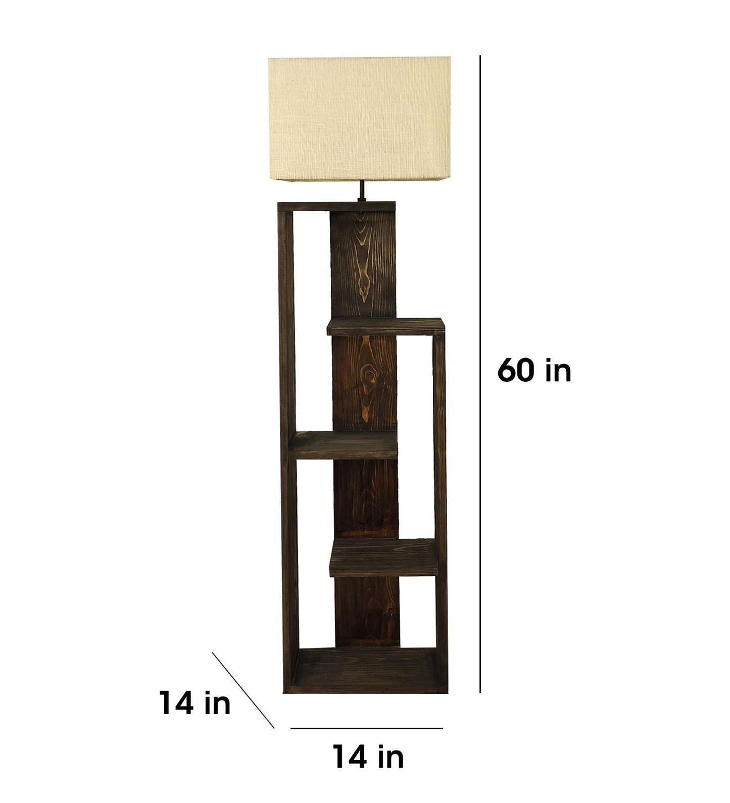 Grace Wooden Floor Lamp with Brown Base and Jute Fabric Lampshade