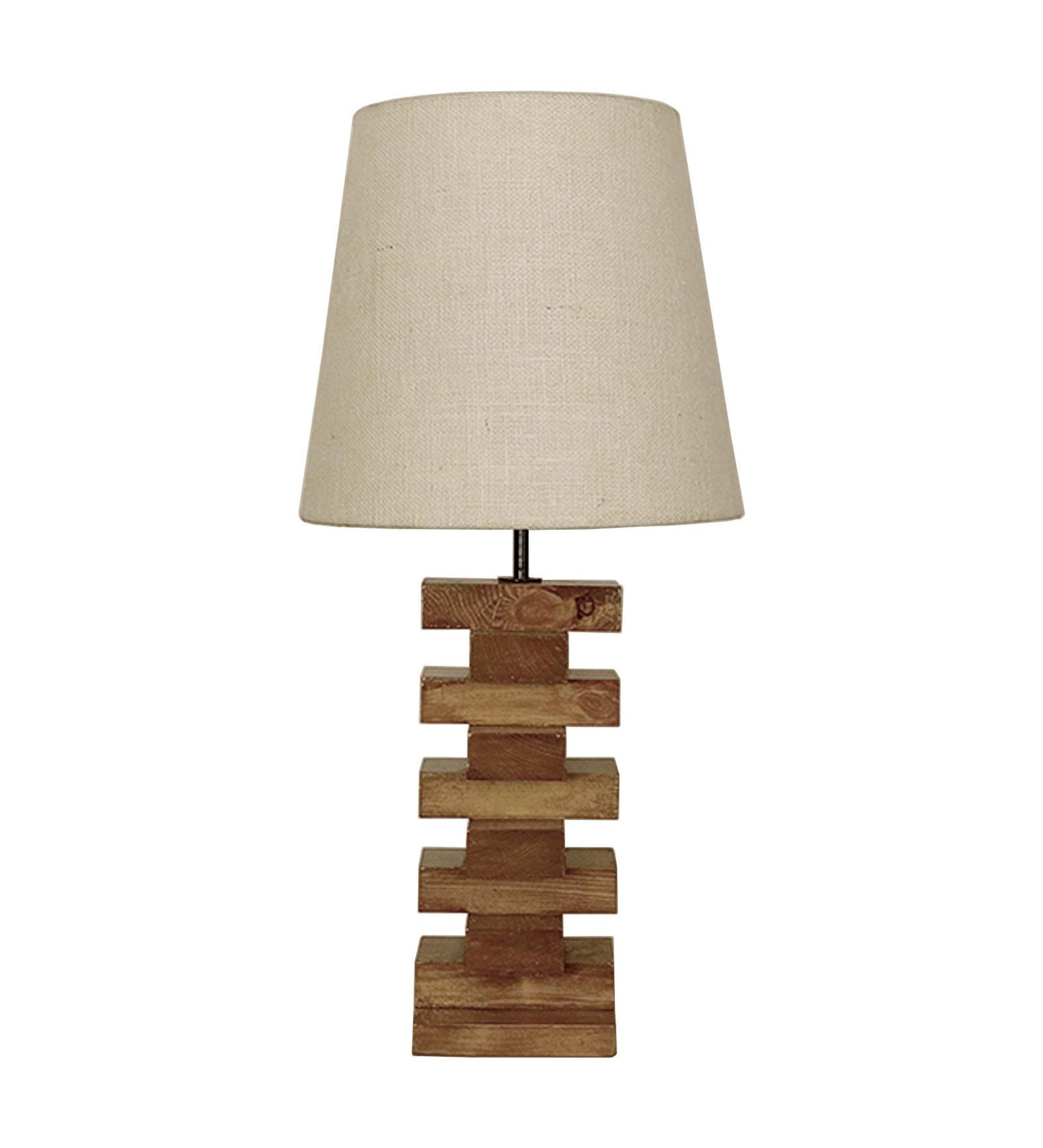 Big Brown  Wooden Table Lampwith Jute Lampshade