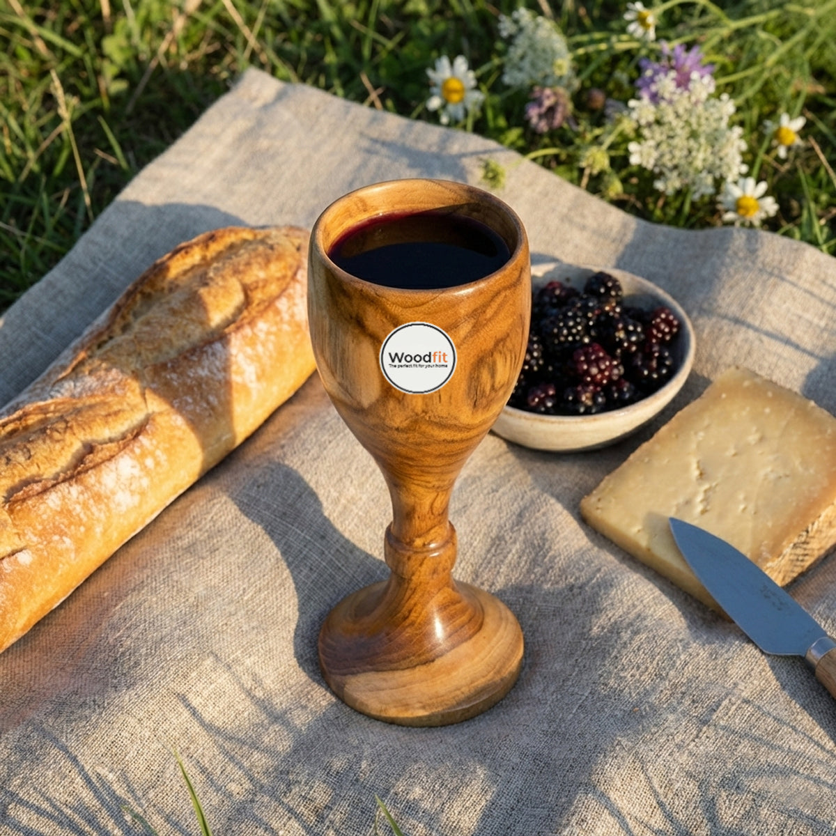 Woodfit Artisanal Handcrafted Mango Wood Wine Glass – Eco-Friendly Wooden Goblet