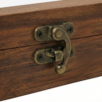 Woodfit Premium Square 9-Compartment Solid Sheesham Wood Masala Box with Glass Top and Wooden Spoon