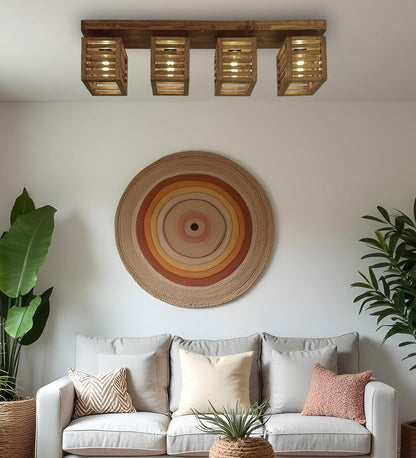 Be Brown Wooden 4 Series Ceiling Lamp