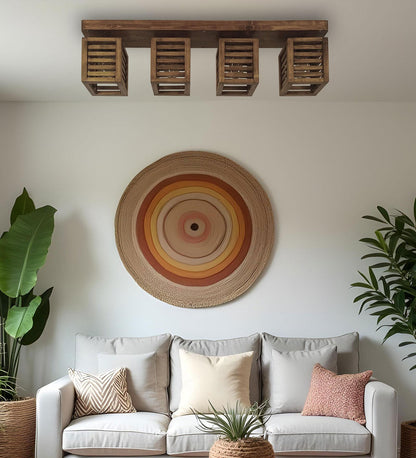 Be Brown Wooden 4 Series Ceiling Lamp