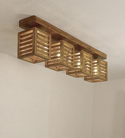 Be Brown Wooden 4 Series Ceiling Lamp