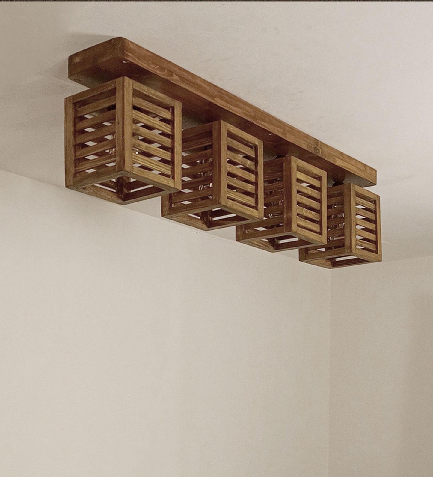 Be Brown Wooden 4 Series Ceiling Lamp