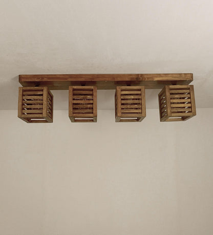 Be Brown Wooden 4 Series Ceiling Lamp