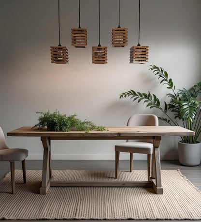 Be Brown Wooden 5 Series Hanging Lamp