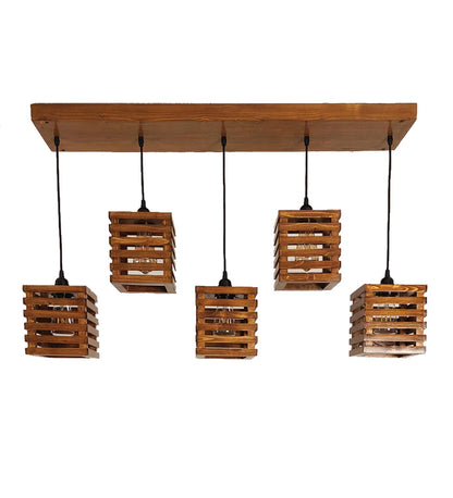 Be Brown Wooden 5 Series Hanging Lamp