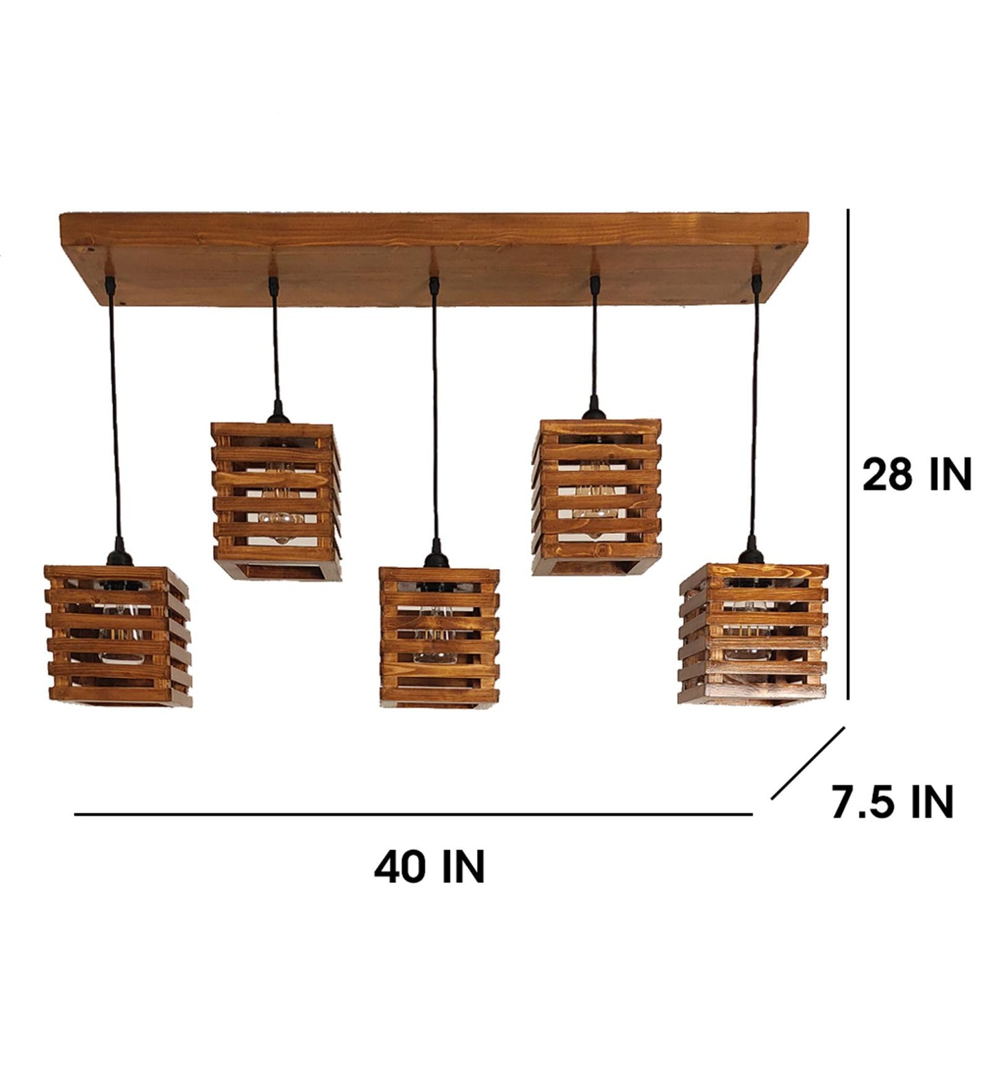 Be Brown Wooden 5 Series Hanging Lamp