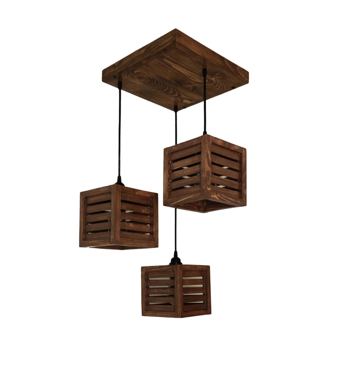 Be Brown Wooden Cluster Hanging Lamp