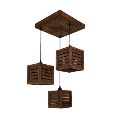 Be Brown Wooden Cluster Hanging Lamp