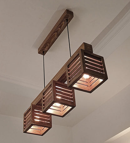 Be Brown Wooden 3 Series Hanging Lamp