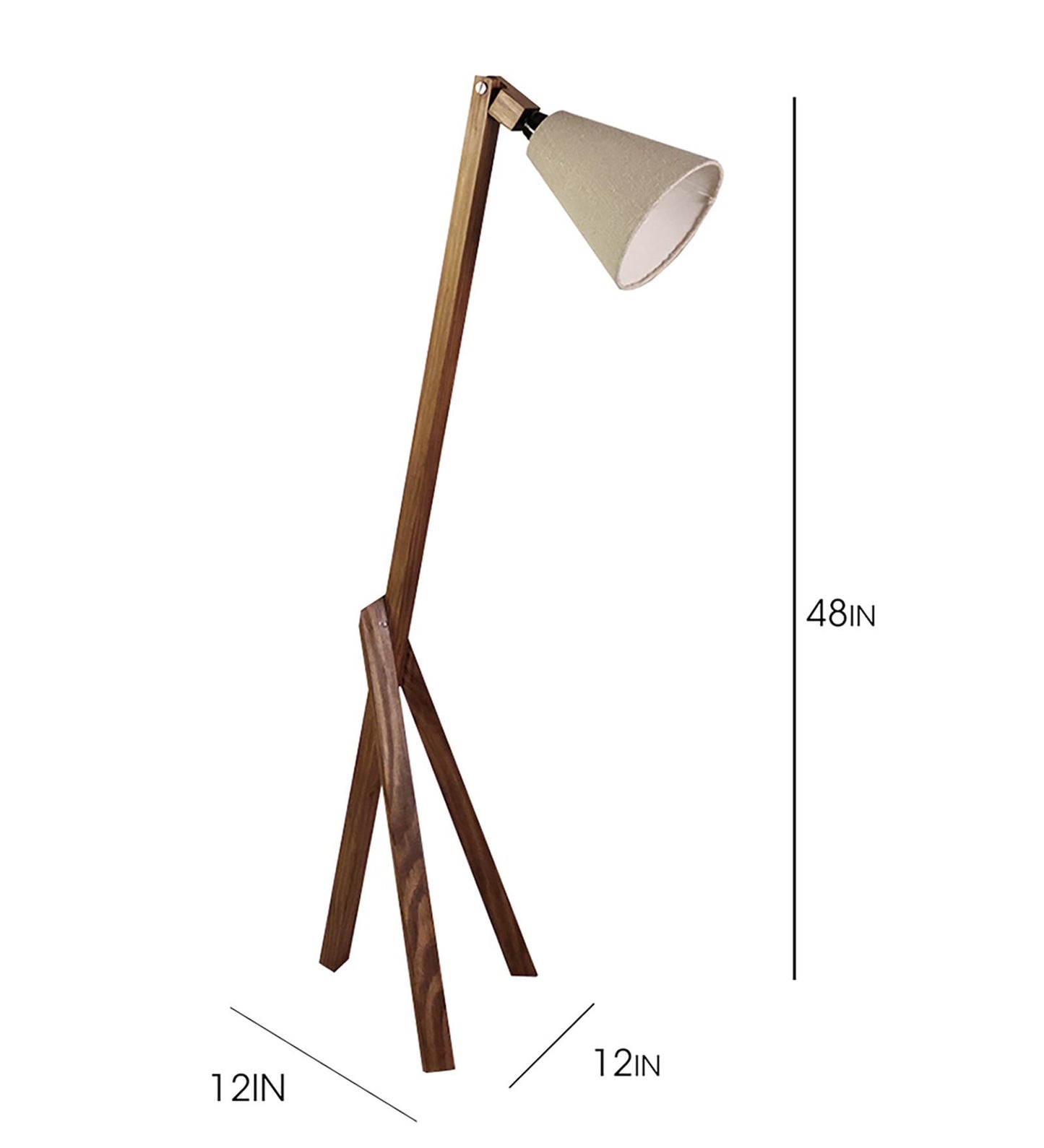 Halo Wooden Floor Lamp with Brown Base and Beige Fabric Lampshade