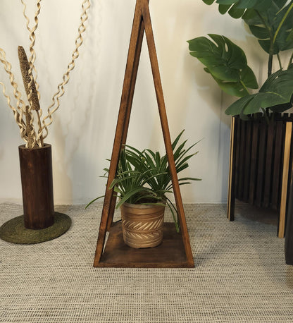 Watch Wooden Floor Lamp with Premium Beige Fabric Lampshade