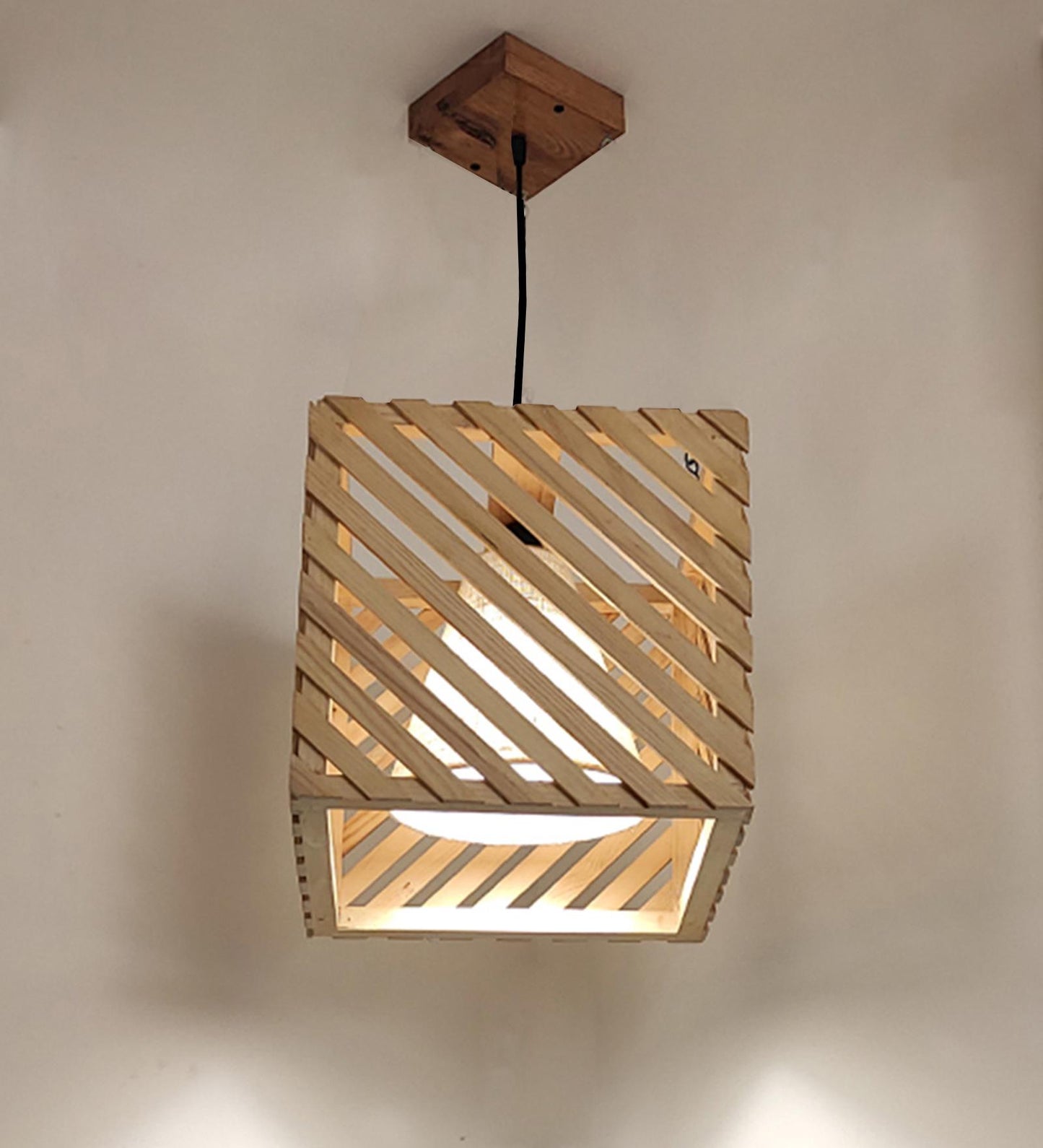 Pride Beige Wooden Single Hanging Lamp