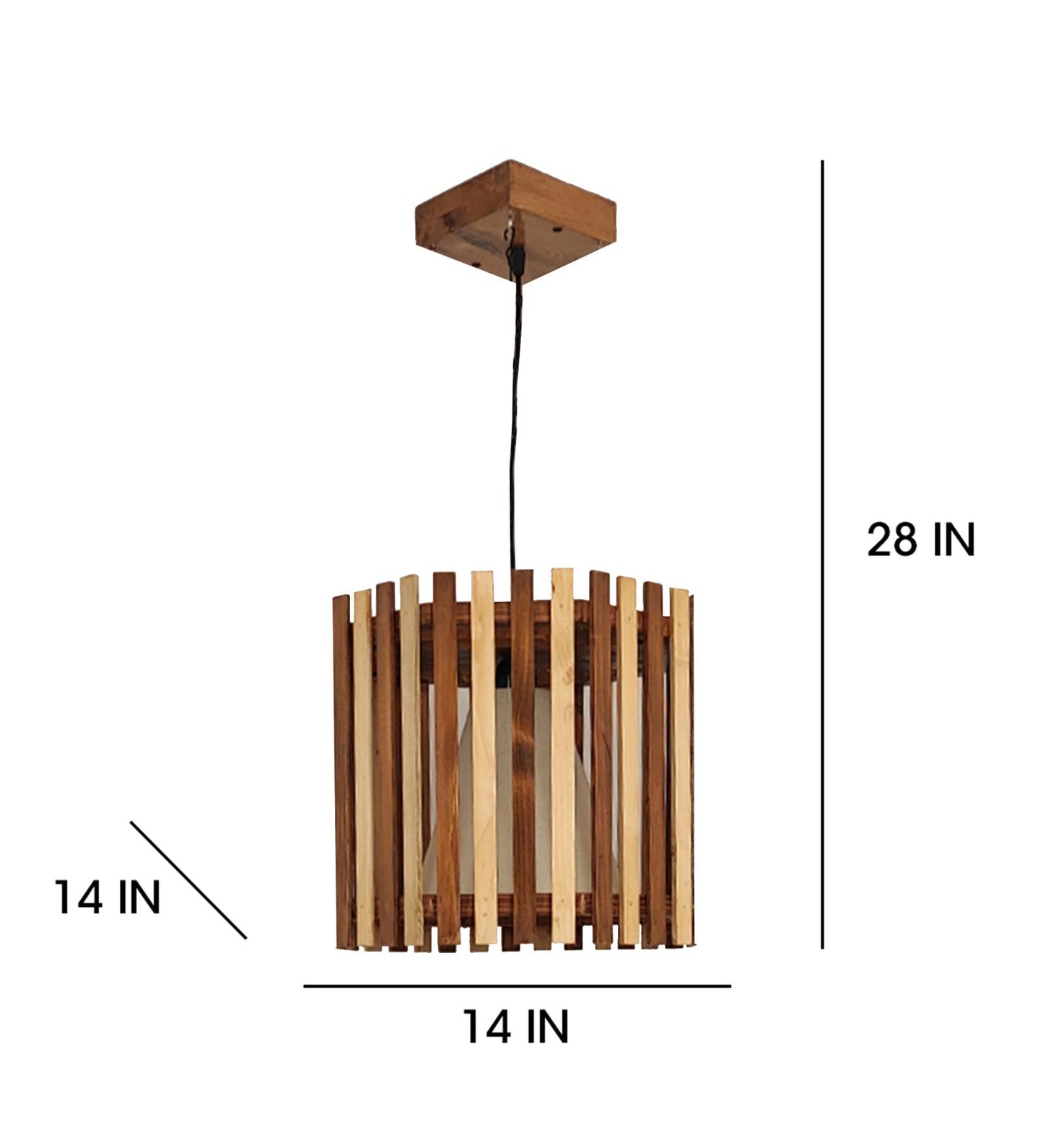 Echo Beige & Brown Wooden Single Hanging Lamp