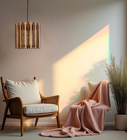 Echo Beige & Brown Wooden Single Hanging Lamp