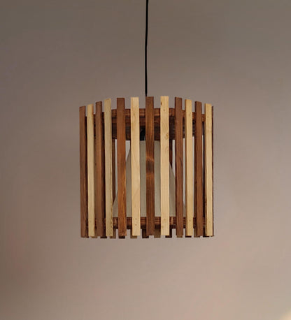Echo Beige & Brown Wooden Single Hanging Lamp