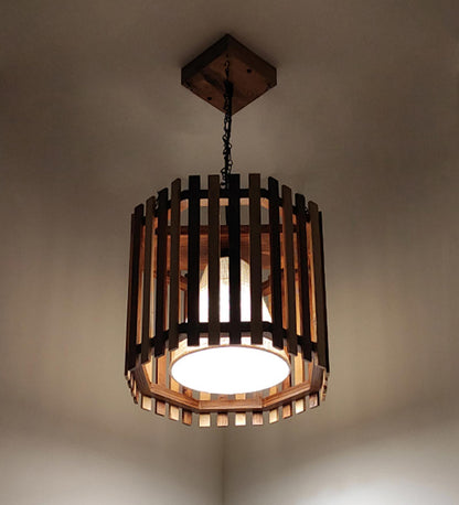 Echo Beige & Brown Wooden Single Hanging Lamp