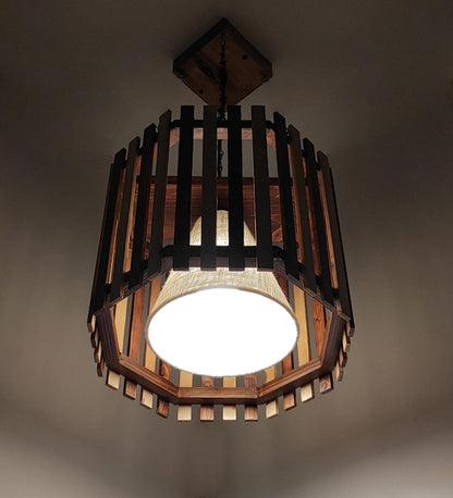 Echo Beige & Brown Wooden Single Hanging Lamp