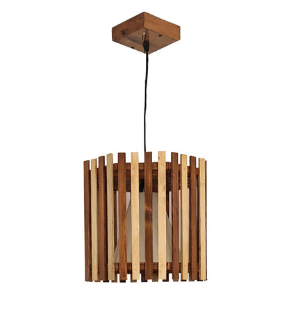 Echo Beige & Brown Wooden Single Hanging Lamp
