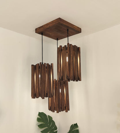Swim Brown Wooden Cluster Hanging Lamp