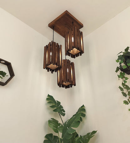 Swim Brown Wooden Cluster Hanging Lamp