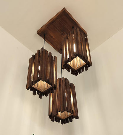 Swim Brown Wooden Cluster Hanging Lamp