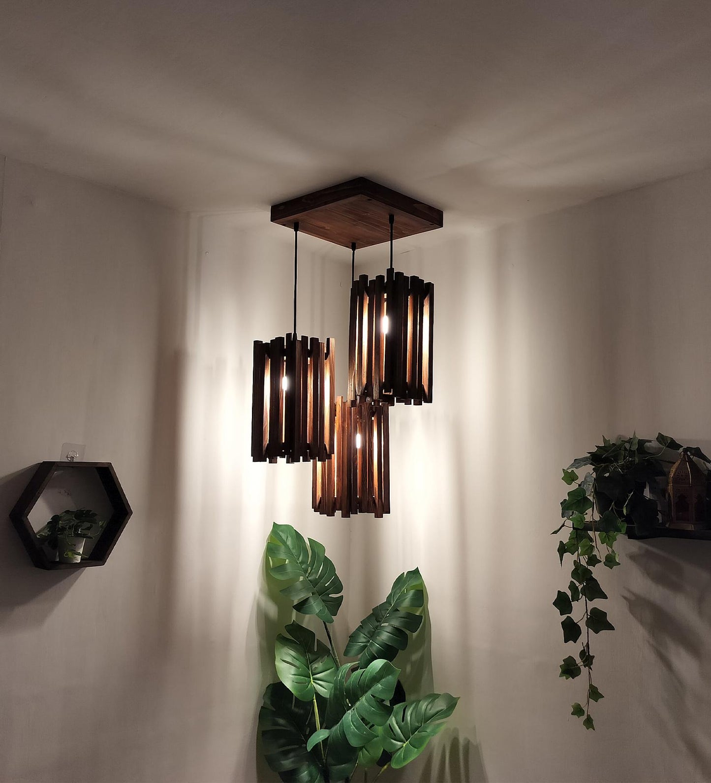 Swim Brown Wooden Cluster Hanging Lamp