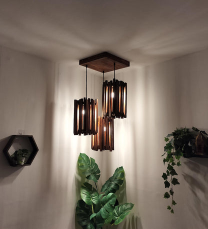 Swim Brown Wooden Cluster Hanging Lamp