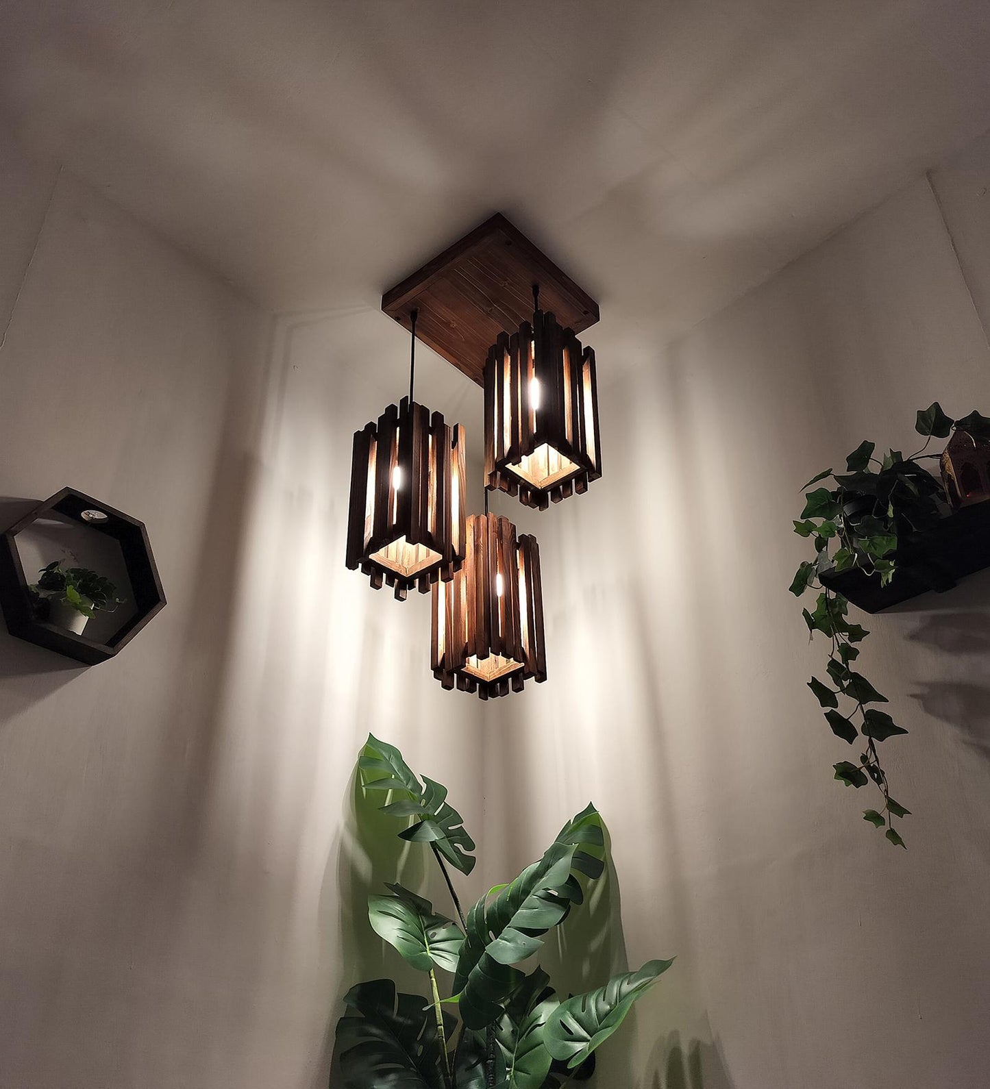 Swim Brown Wooden Cluster Hanging Lamp