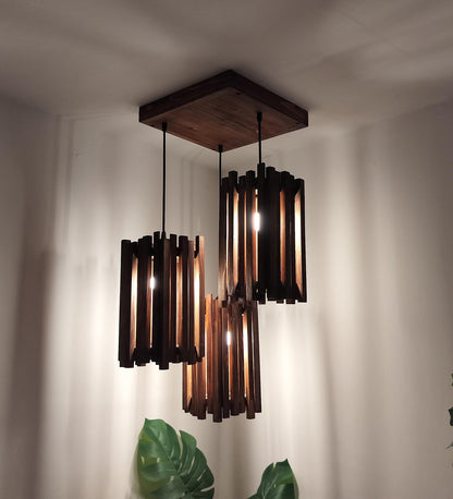 Swim Brown Wooden Cluster Hanging Lamp