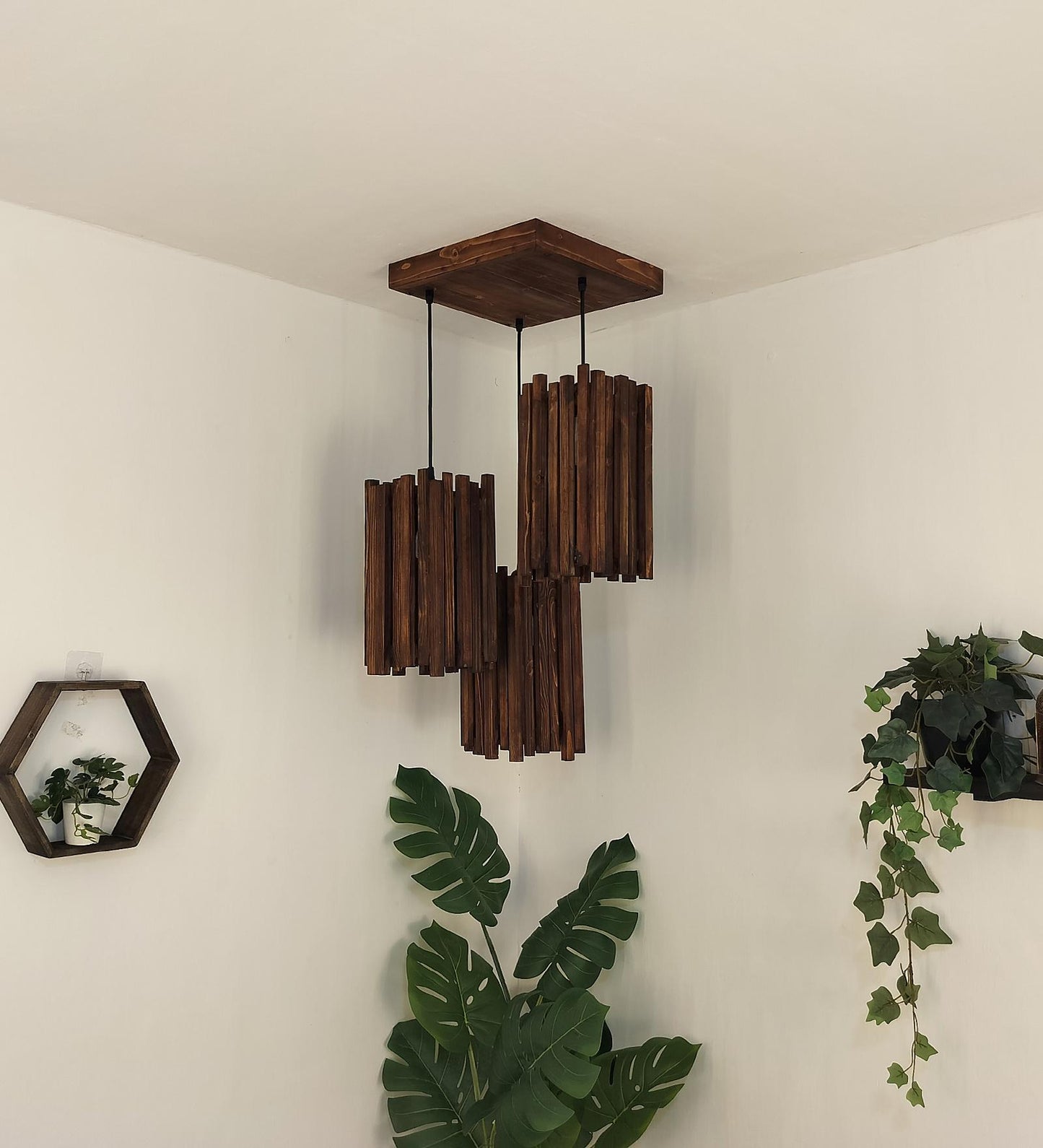 Swim Brown Wooden Cluster Hanging Lamp
