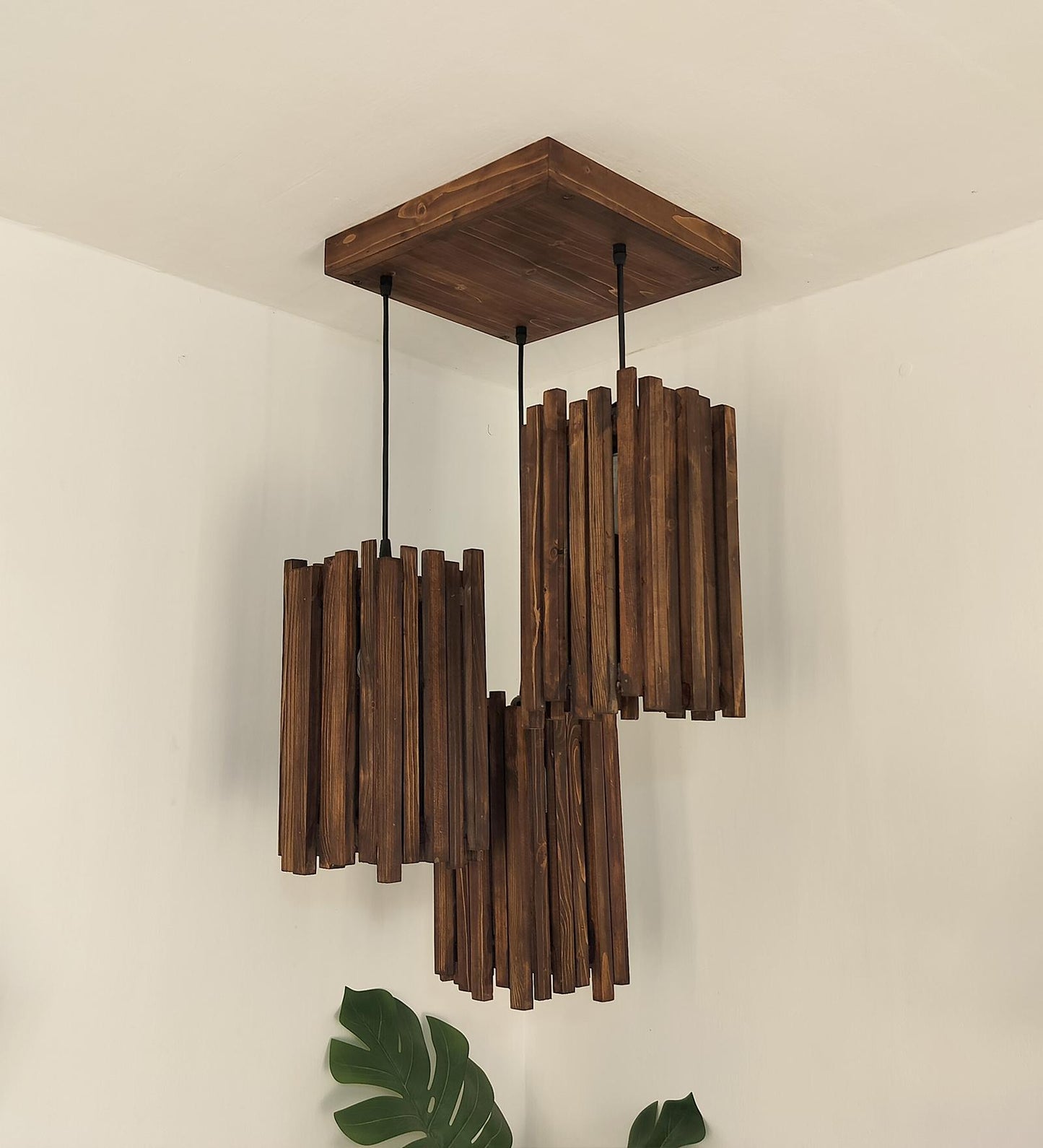Swim Brown Wooden Cluster Hanging Lamp