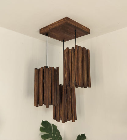 Swim Brown Wooden Cluster Hanging Lamp