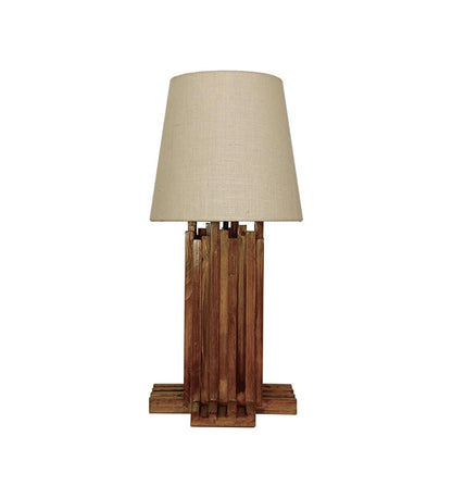 Swim Brown Wooden Table Lamp with Jute Lampshade