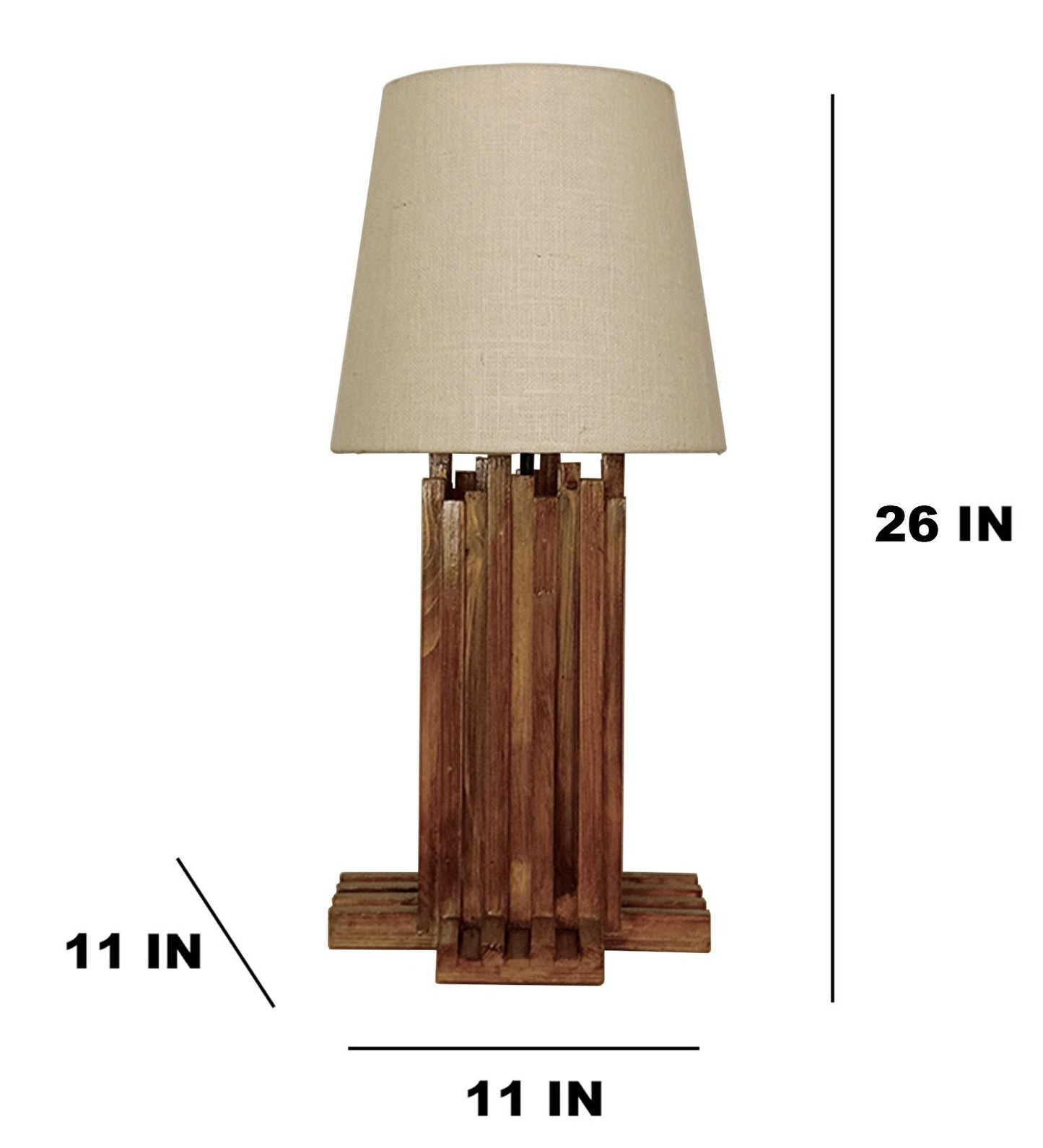 Swim Brown Wooden Table Lamp with Jute Lampshade