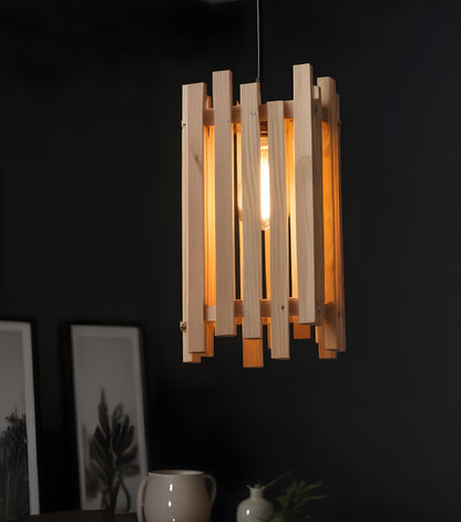 Swim Beige Wooden Single Hanging Lamp