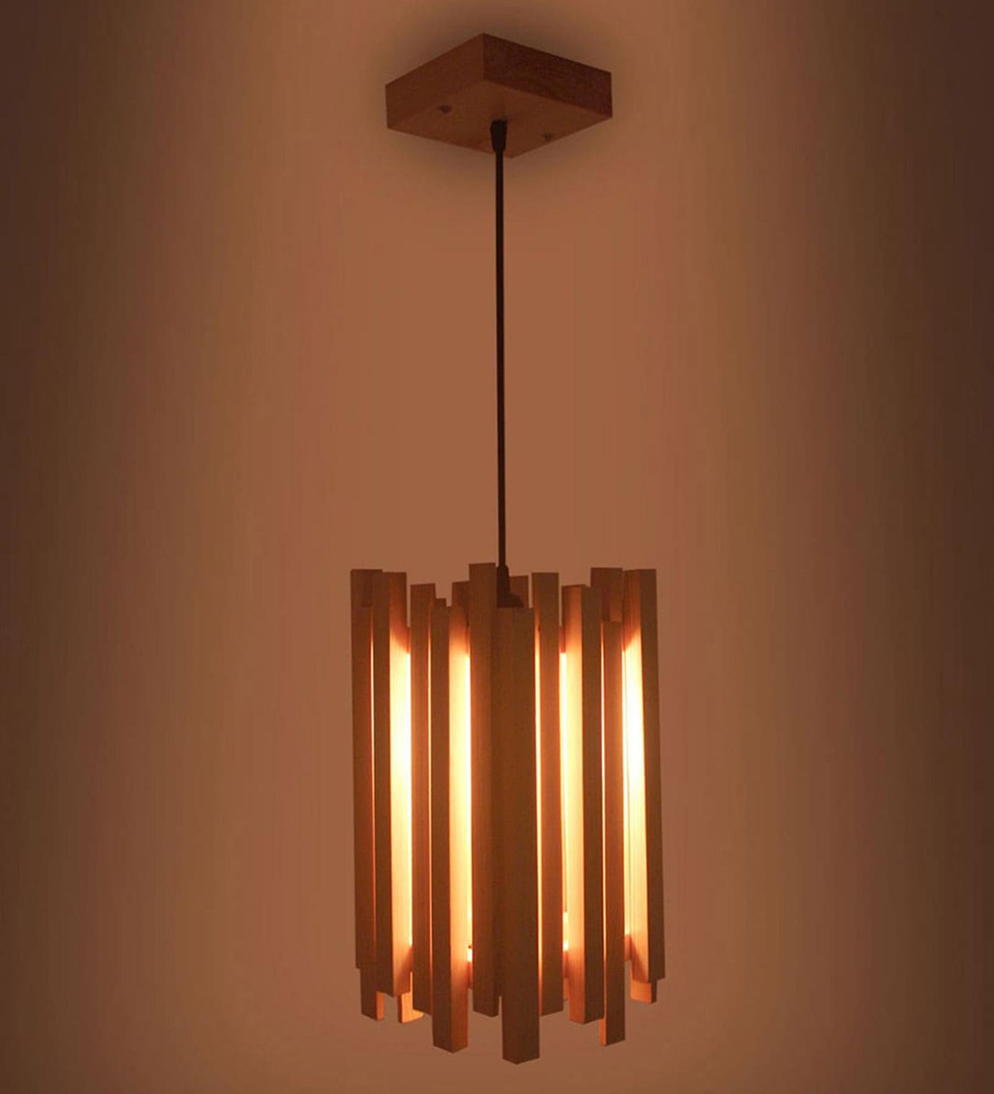 Swim Beige Wooden Single Hanging Lamp
