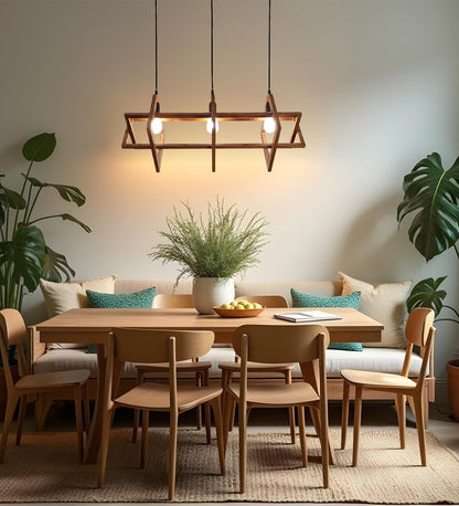 Calm Brown Wooden 3 Series Hanging Lamp