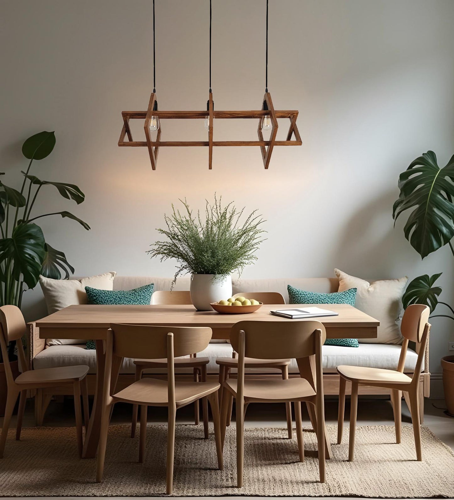 Calm Brown Wooden 3 Series Hanging Lamp