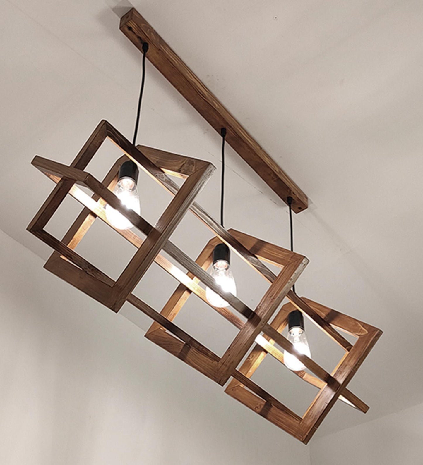 Calm Brown Wooden 3 Series Hanging Lamp