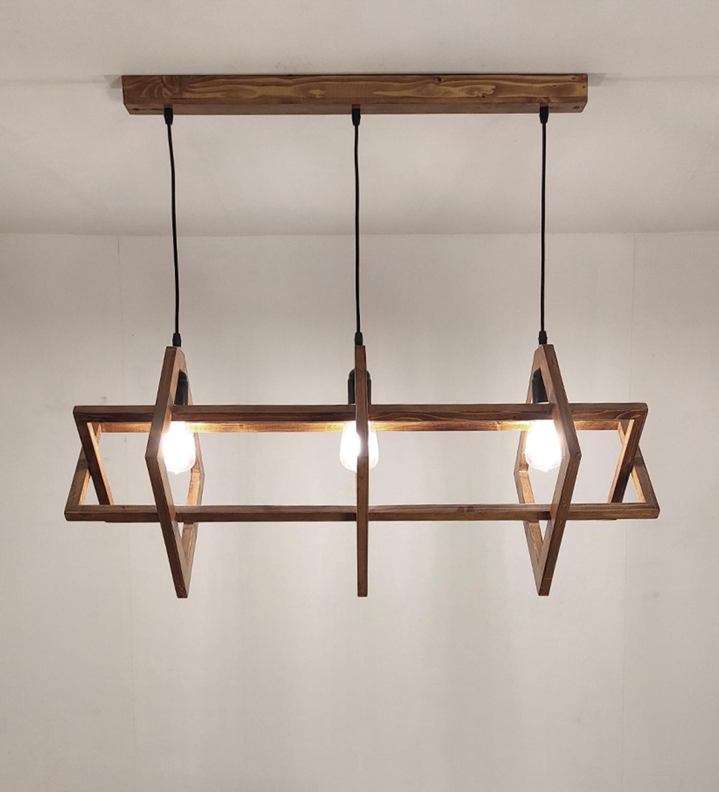 Calm Brown Wooden 3 Series Hanging Lamp