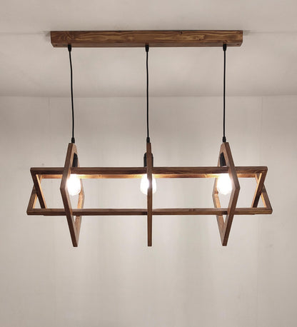 Calm Brown Wooden 3 Series Hanging Lamp
