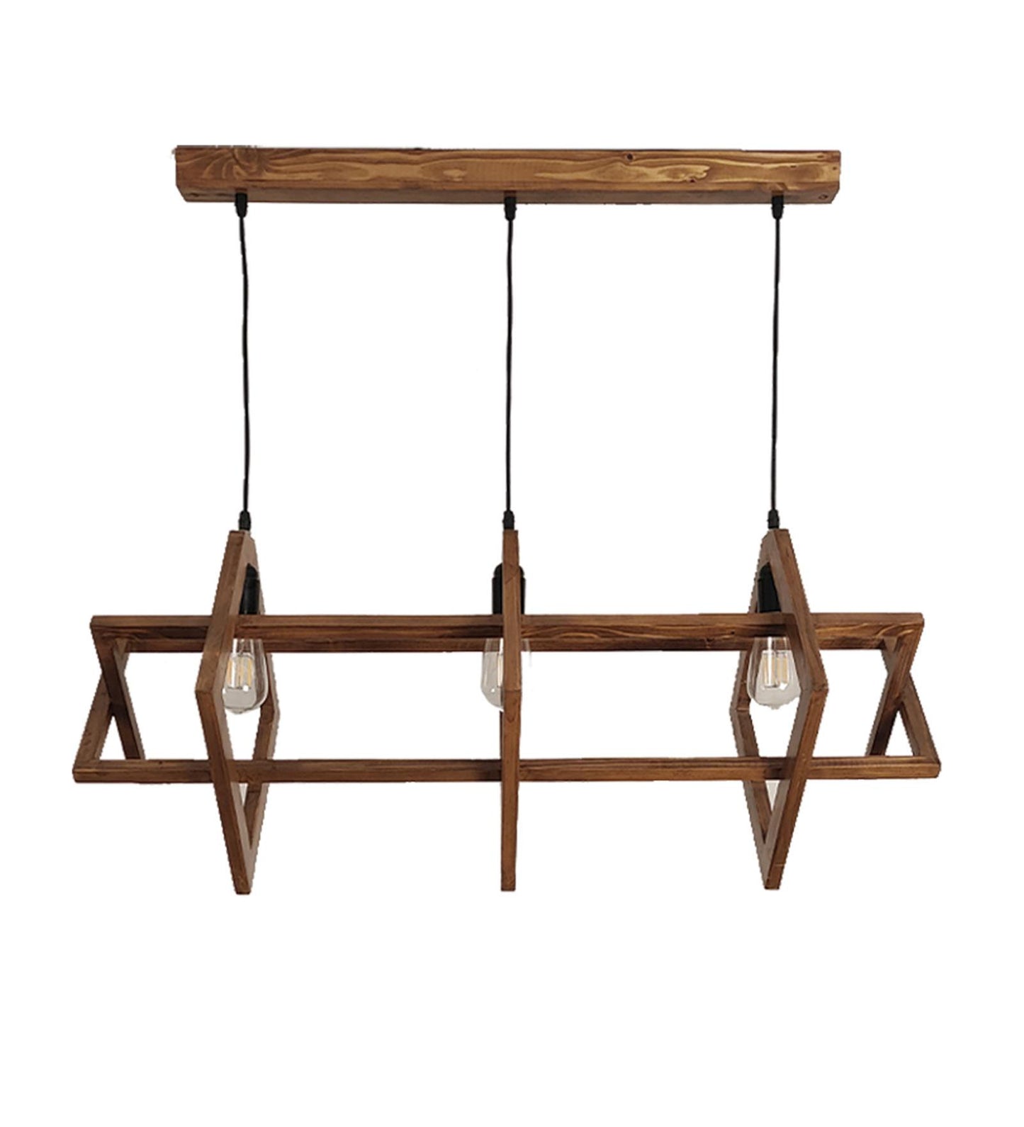 Calm Brown Wooden 3 Series Hanging Lamp
