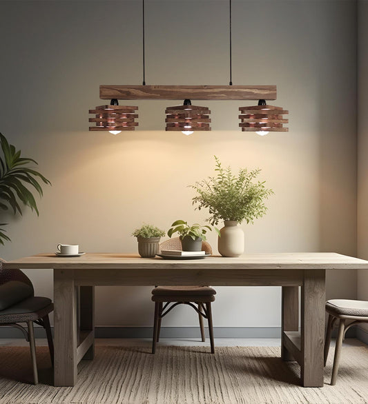 Lapis Brown Wooden 3 Series Hanging Lamp