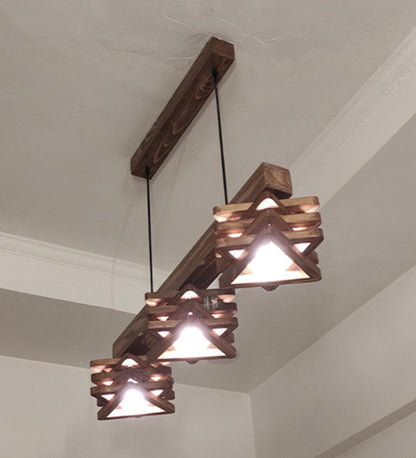 Lapis Brown Wooden 3 Series Hanging Lamp