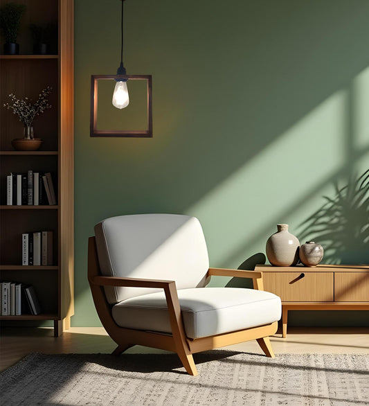 Justice Brown Wooden Single Hanging Lamp