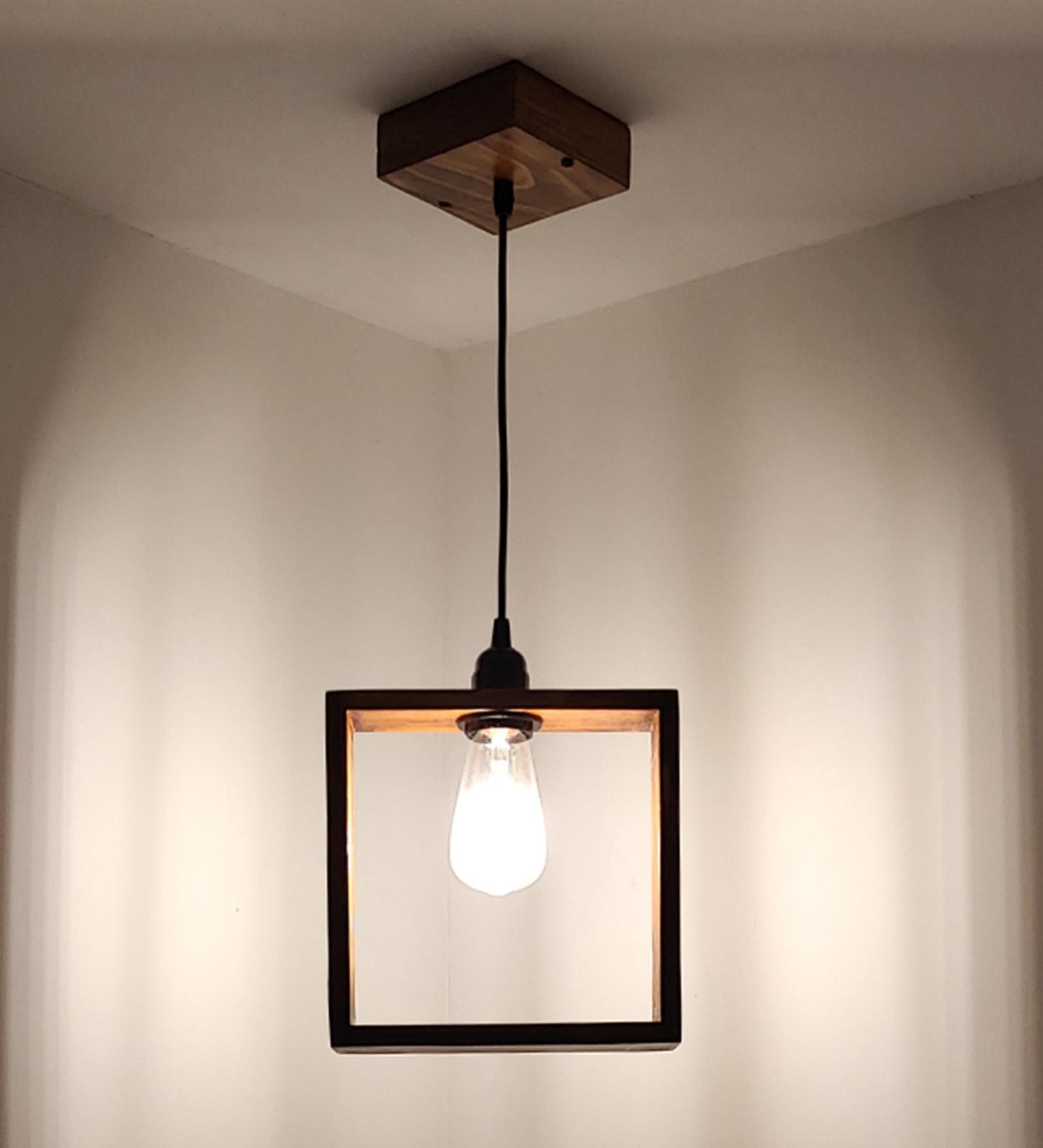 Justice Brown Wooden Single Hanging Lamp